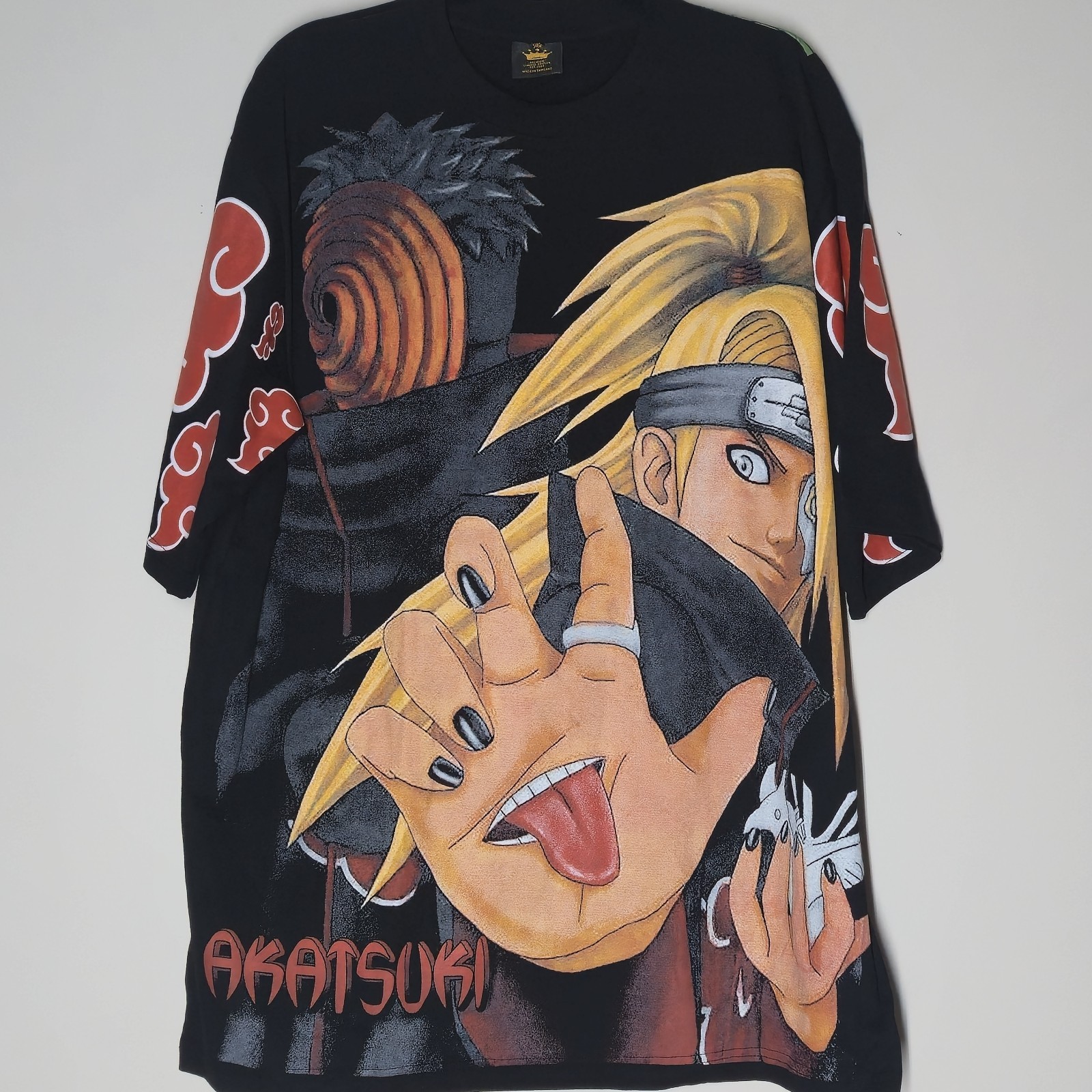 Camiseta Naruto Akatsuki AOP Estampado Completo Anime Corona Negra Talla 2XL