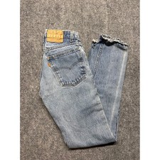 VTG Levis 505 Orange Tab Jeans Light Wash Straight Leg Denim 27x34 Made in USA
