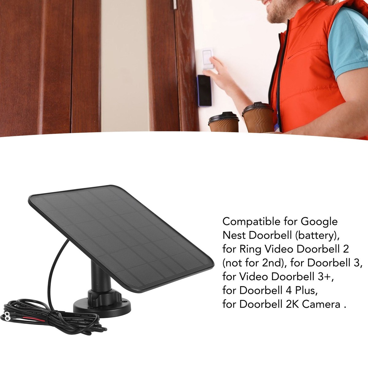 12W Solar Panel For Doorbell IP66 Waterproof Solar Panel Charger