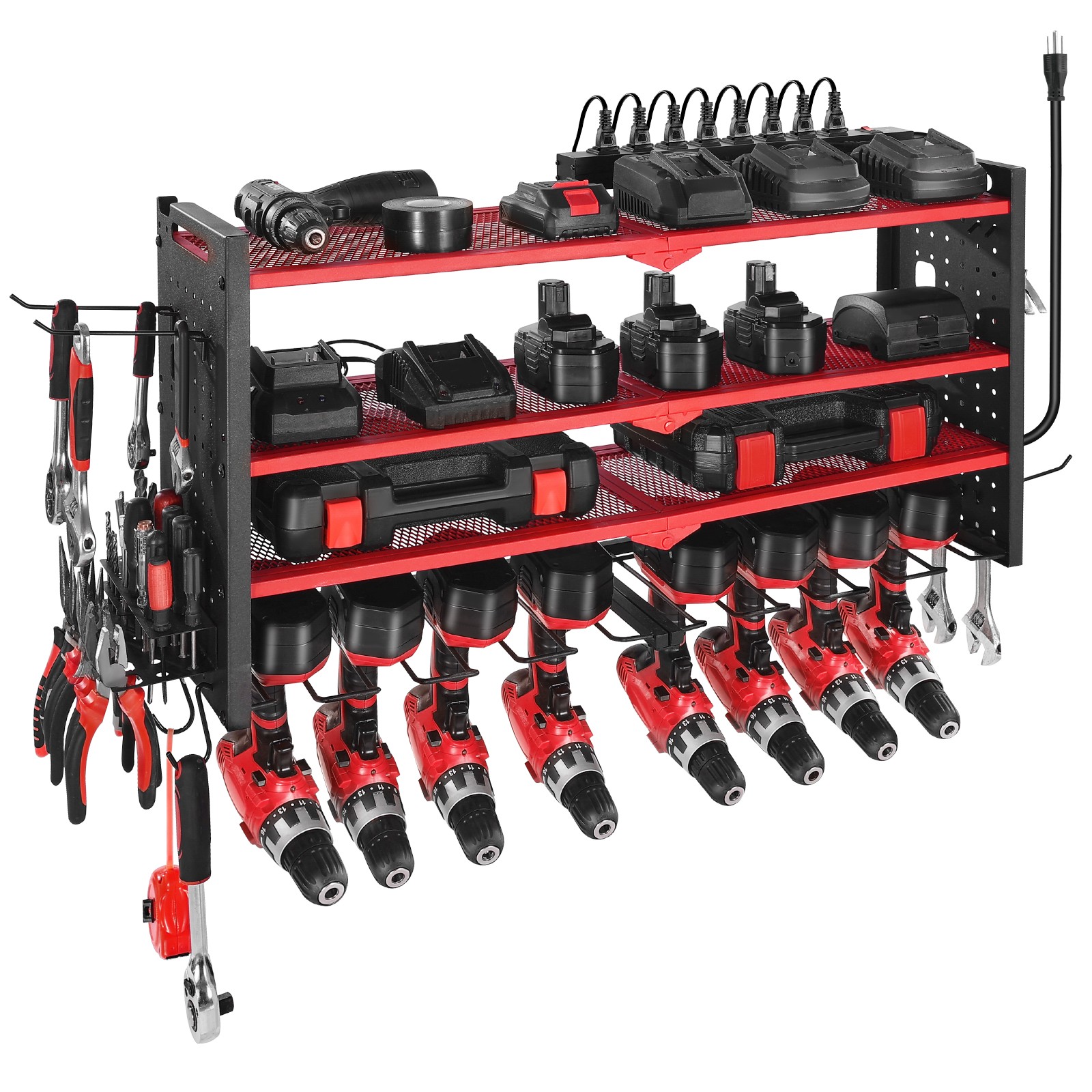 Uimoso 4-Layer Power Tool Organizer with Charging Station and Drill Storage