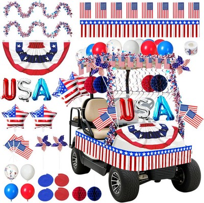 46PCS Patriotic Parade Decor Kit USA 250th Anniversary Golf Cart Boat Bike Decor