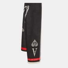 Alexander McQueen Black Skull Pattern Wool Shawl
