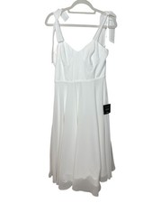 Lulus Womens L White Tie Strap Bustier Midi Dress NWT Bridal Wedding