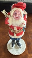 Vintage Paper Mache Face Santa Claus Christmas Figurine Made in Japan 5" Tall