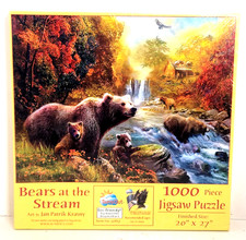 2018 SunsOut Bears at the Stream 1000 Pc Puzzle Brand New Sealed 20" x 27"