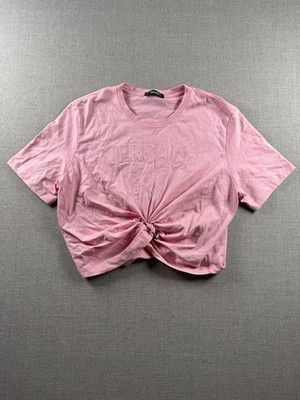 Versace Milano Stamp Pink Designer Cropped Top Women's Size 44