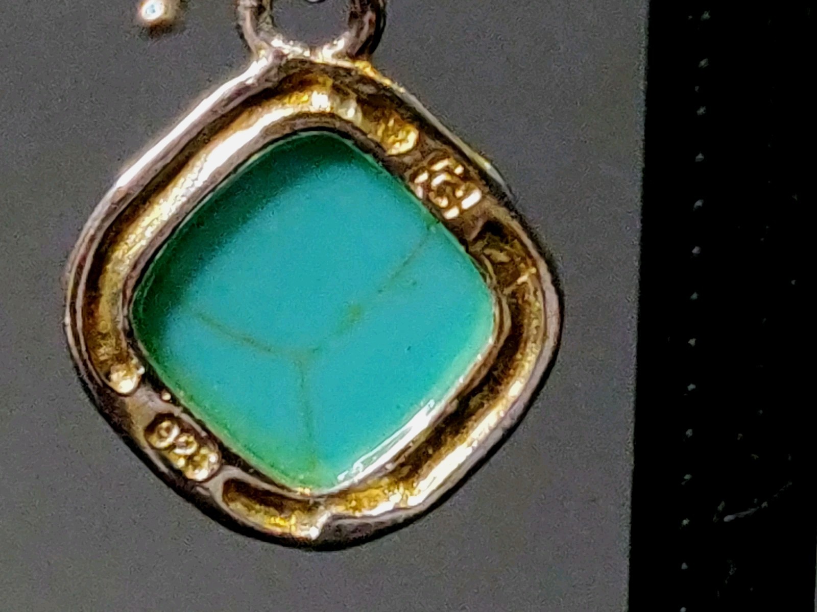 Signed Cellini Silver Marked 925 Natural Turquoise Square Facet Hook Earrings 