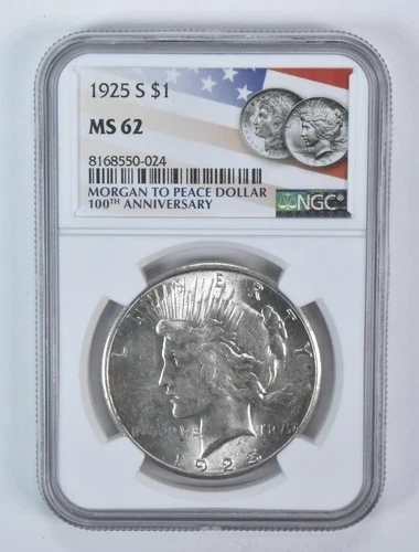 1925-S Peace Silver Dollar MS62 NGC *5948