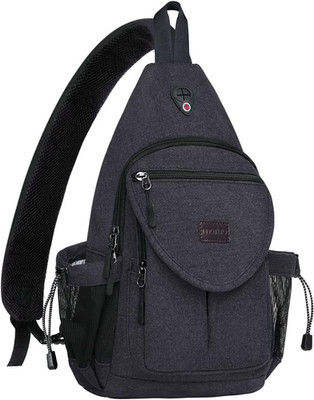 Sling Backpack,Canvas Crossbody Hiking Daypack Bag with Anti-Theft Pocket, Space