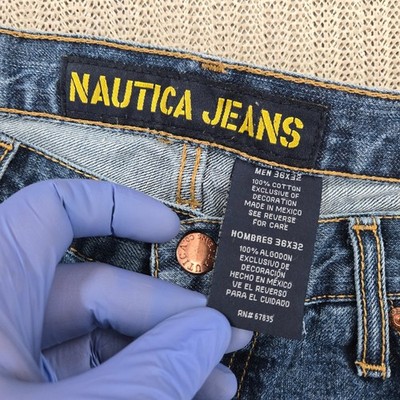 Nautica Jeans Mens 36x32 Blue Denim Relaxed Straight Leg Vintage