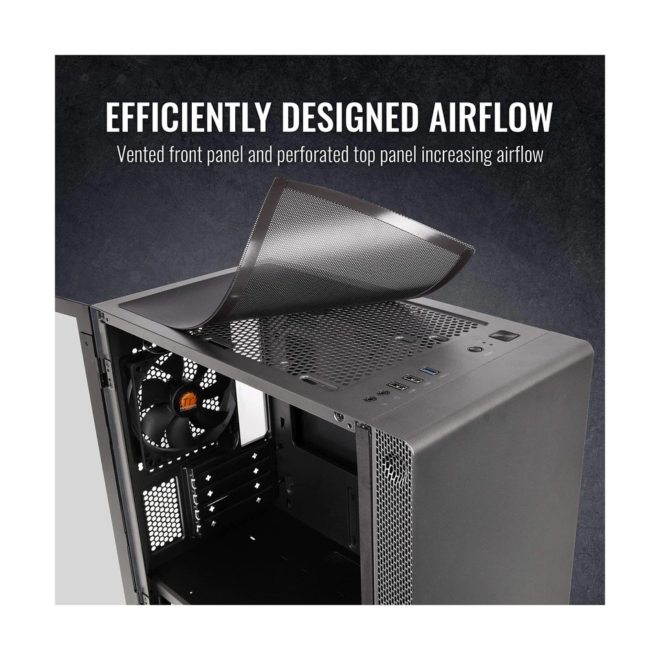 Thermaltake CA-1Q9-00S1WN-00 S100 Tempered Glass Black Edition Micro-ATX Mini... - Image 3 of 4