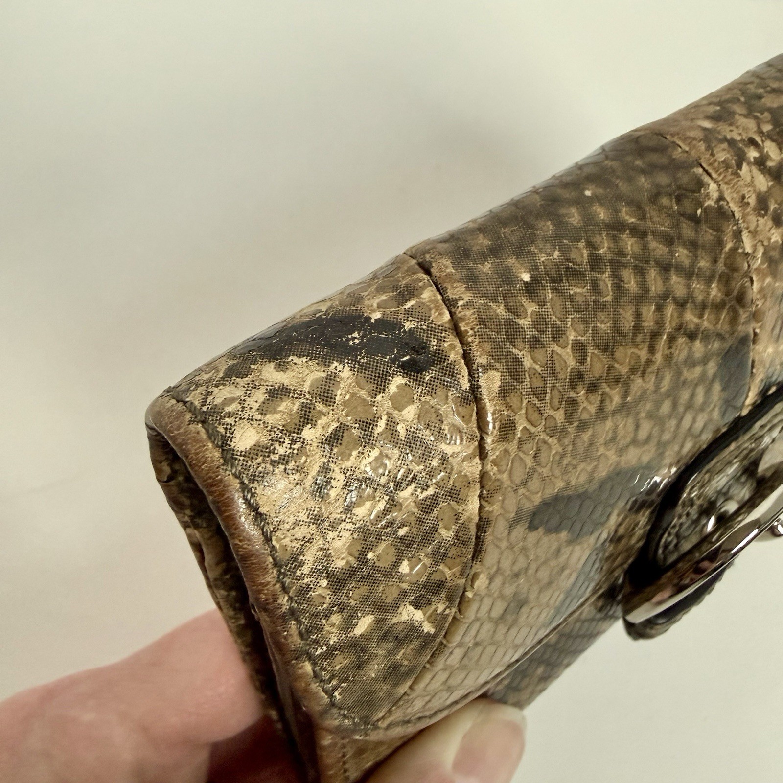 Coach Soho Python Embossed Snakeskin Leather Wall… - image 4