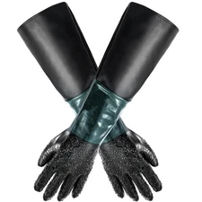 Rubber Sandblasting Sandblaster Gloves, 23.6" Rubber Sandblast Cabinet Gloves fo