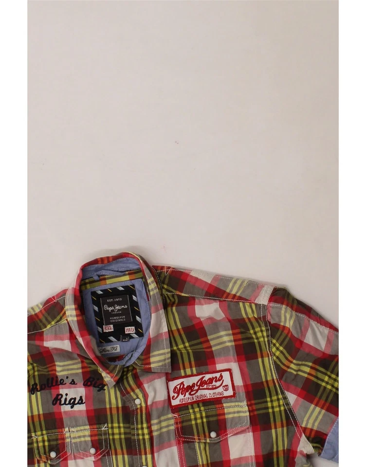 PEPE JEANS Camisa Para Hombres Gráfica Manga Corta Grande Multicolor Cuadros AI02 Foto 3 de 3