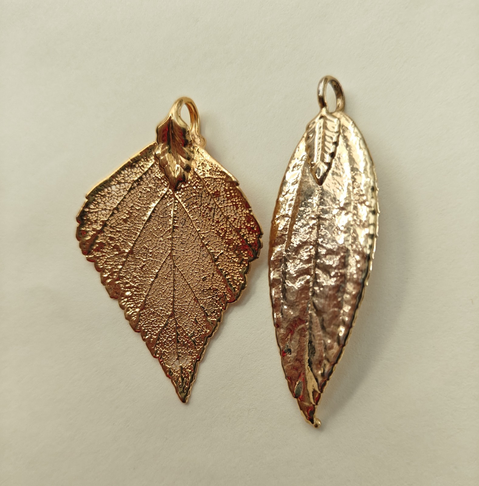Vintage 14K Gold Dipped Aspen Leaf and Maille Lea… - image 1