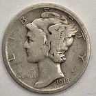 1918D  Mercury Dime - 108 Years Old!!  ☆ BELOW SILVER VALUE ☆