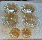 6pc Jeanette Carnival Glass Iridescent Floragold Louisa LARGE RUFFLED Bowl 9.5”