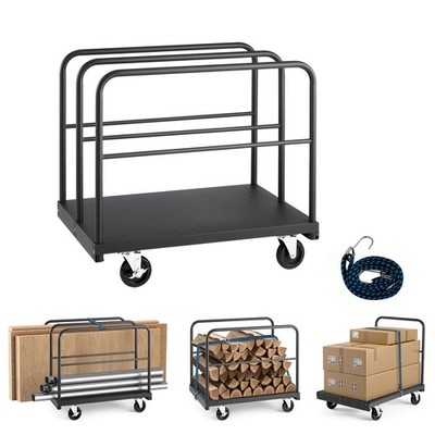 Uimoso Heavy-Duty Drywall Cart Dolly 1800 lbs Capacity 2-in-1 Steel 4 Handrails