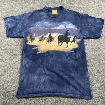 Camisa De Colección Y2K The-Mountain Wild Horse Grande 21x29 Azul Ahumado Tie-Dye - Imagen 1 de 4
