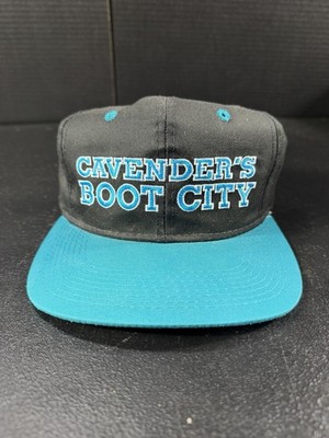 Vintage Cavender s Boot City Snapback Hat Black Teal YoungAn Korea Western