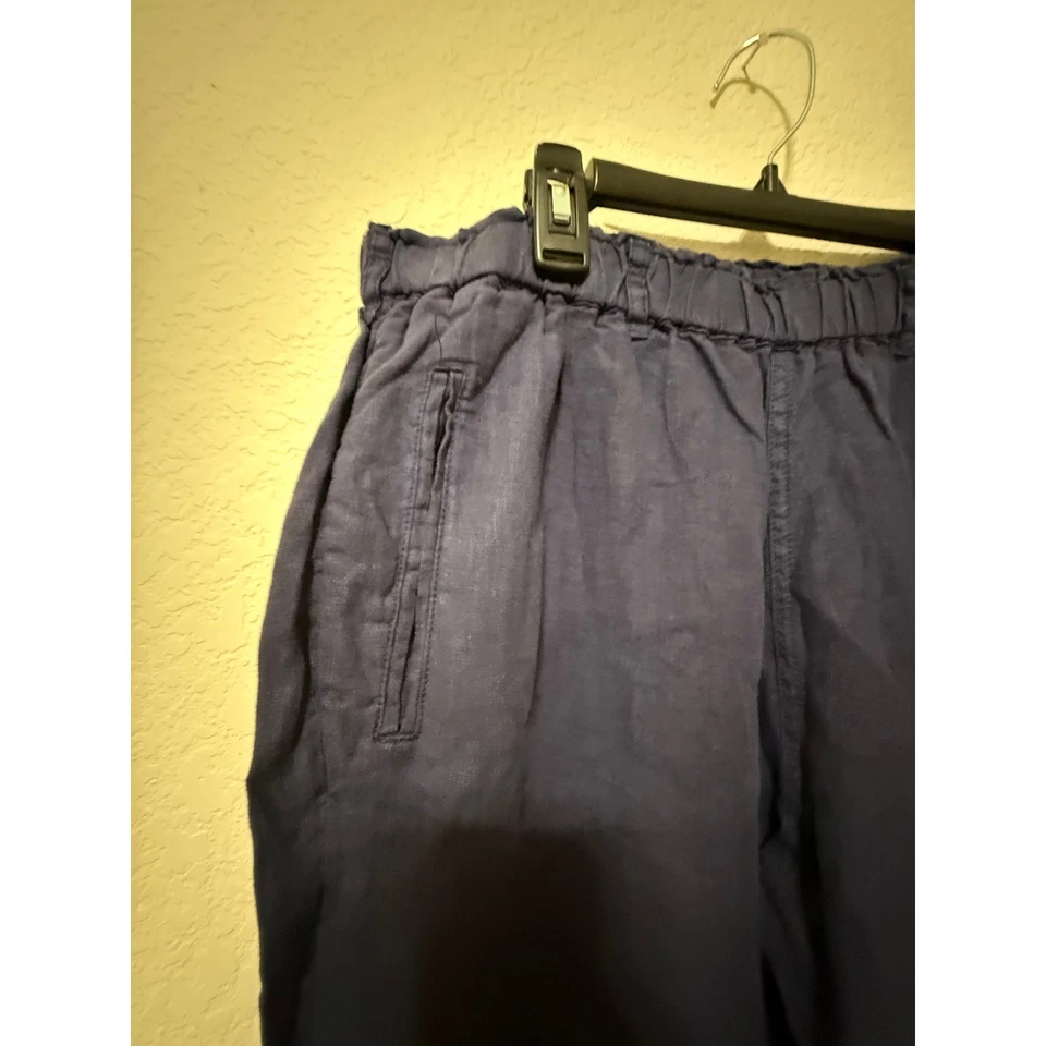 C & California Linen Blend Pants Blue Elastic Waist Pull On Casual - Image 4 of 4
