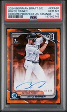 2024 1st Bowman Chrome Draft Sapphire Bryce Rainer Orange Refractor Auto /25 PSA