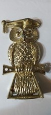 Vtg. 5" Torino Owl Earring Holder Gold Tone Pierced Earring Holder Stand 1970's