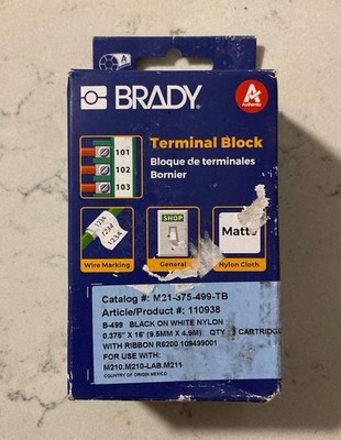 1 PC Brady M21-375-499-TB Label Tape Cartridge, Black/White, Labels/Roll: Conti