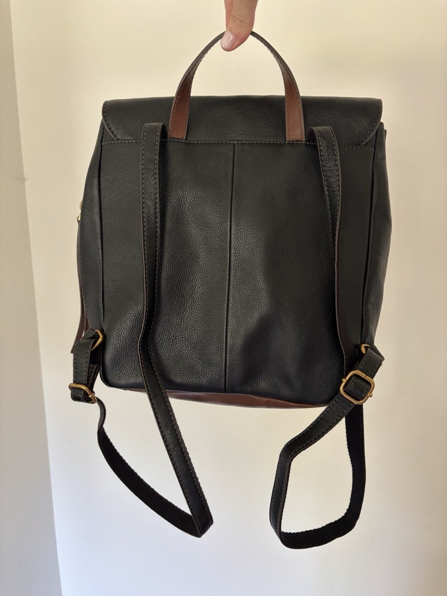 Fossil Claire Leather Backpack • Black & Brown Purse Travel  display picture 2