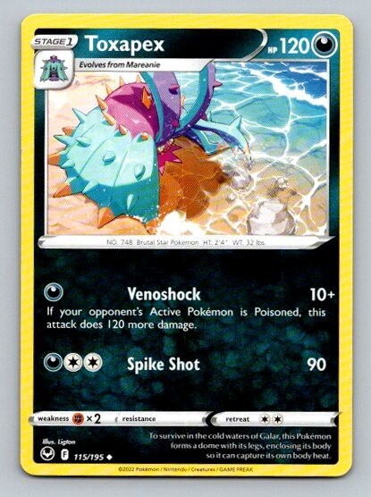 2022 Pokemon Card Silver Tempest Toxapex 115/195