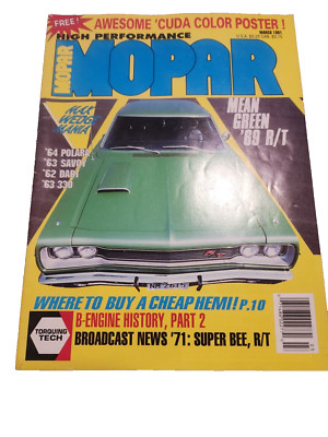 High Performance Mopar Magazine March 1981 Hemi Mean Green RT B-Engine 62 Polara
