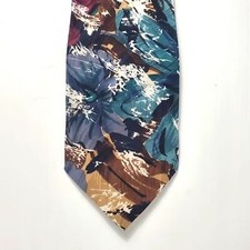 Chez Roffe Abstract Men's Necktie Formal 100 Silk Tie Brown Blue 59x4