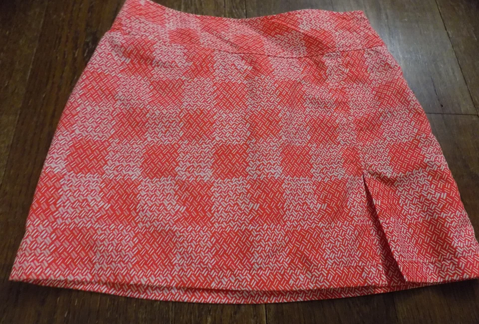 Falda corta de golf IZOD talla 6 roja/naranja a cuadros geométricos bolsillos deportivos falda de tenis Foto 4 de 4