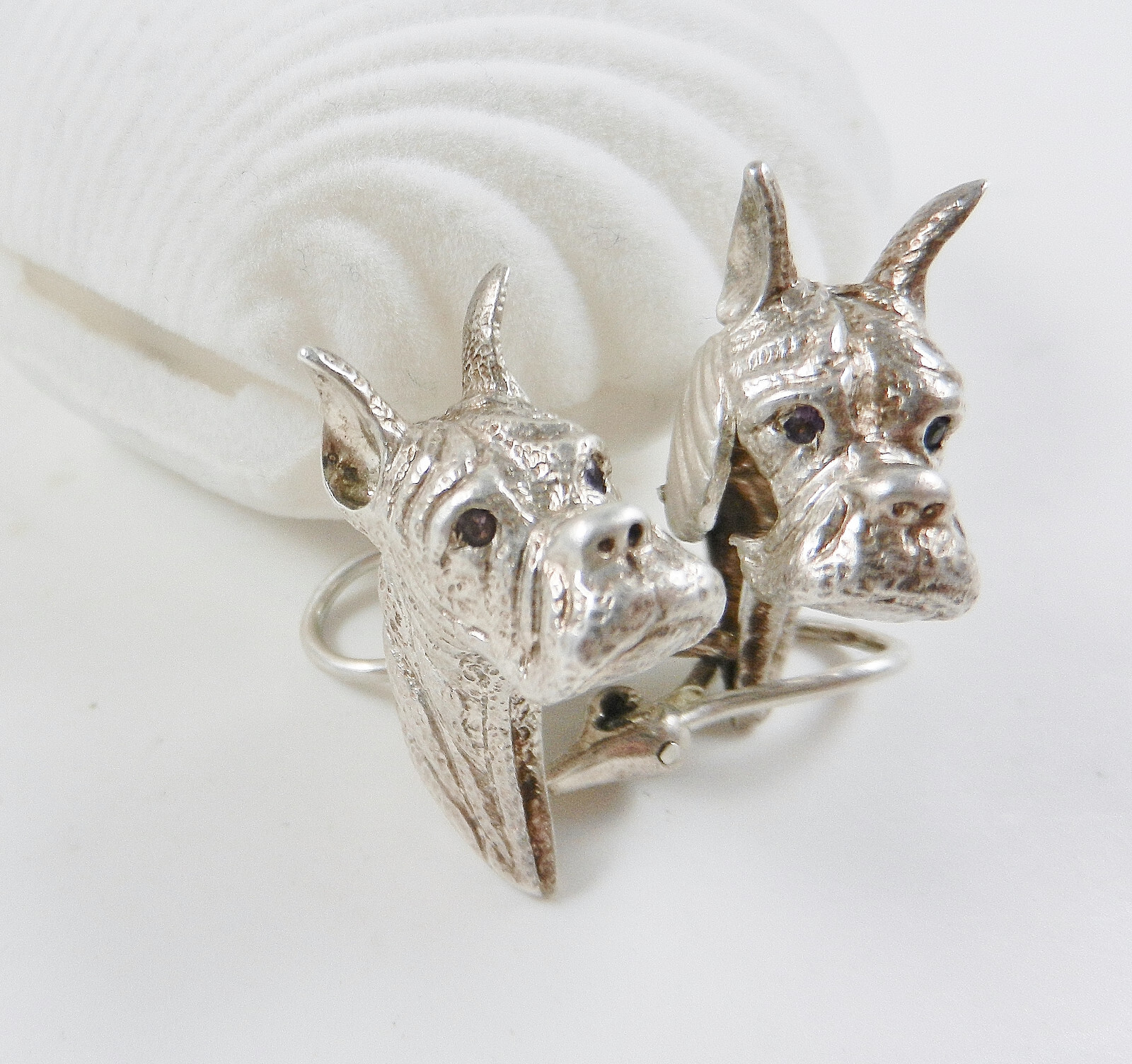 Vintage Solid Sterling Silver Boxer Earrings Amet… - image 3