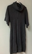 Tahari Arthur Levine Sweater Dress Large Gray Cable Knit Wool Blend Cawl Neck