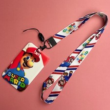 SUPER MARIO VER 2 NINTENDO ORIGINAL ID HOLDER LANYARD NEW USA SELLER