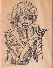 Lady Pointing 2 x 2 1/2" Rubber Stamp, Woman Stamp, Lady Stamp