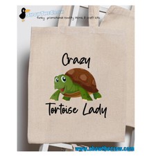 "Crazy Tortoise Lady" 100% Premium Cotton Tote Gift Shoppers Bag