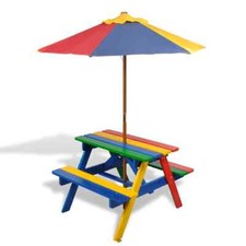 Tavolo e Panchine da Picnic Bambini Parasole 4 Colori Tavolino Esterni vidaXL