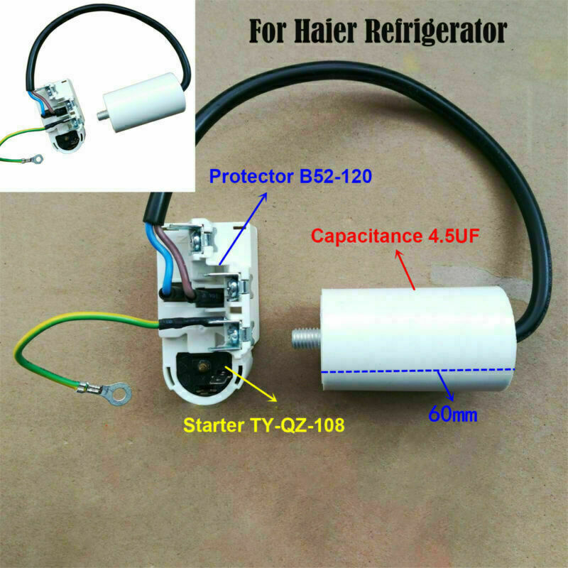 For Haier Refrigerator Starter+Compressor Relay Protector+Capacitor Replacement-image