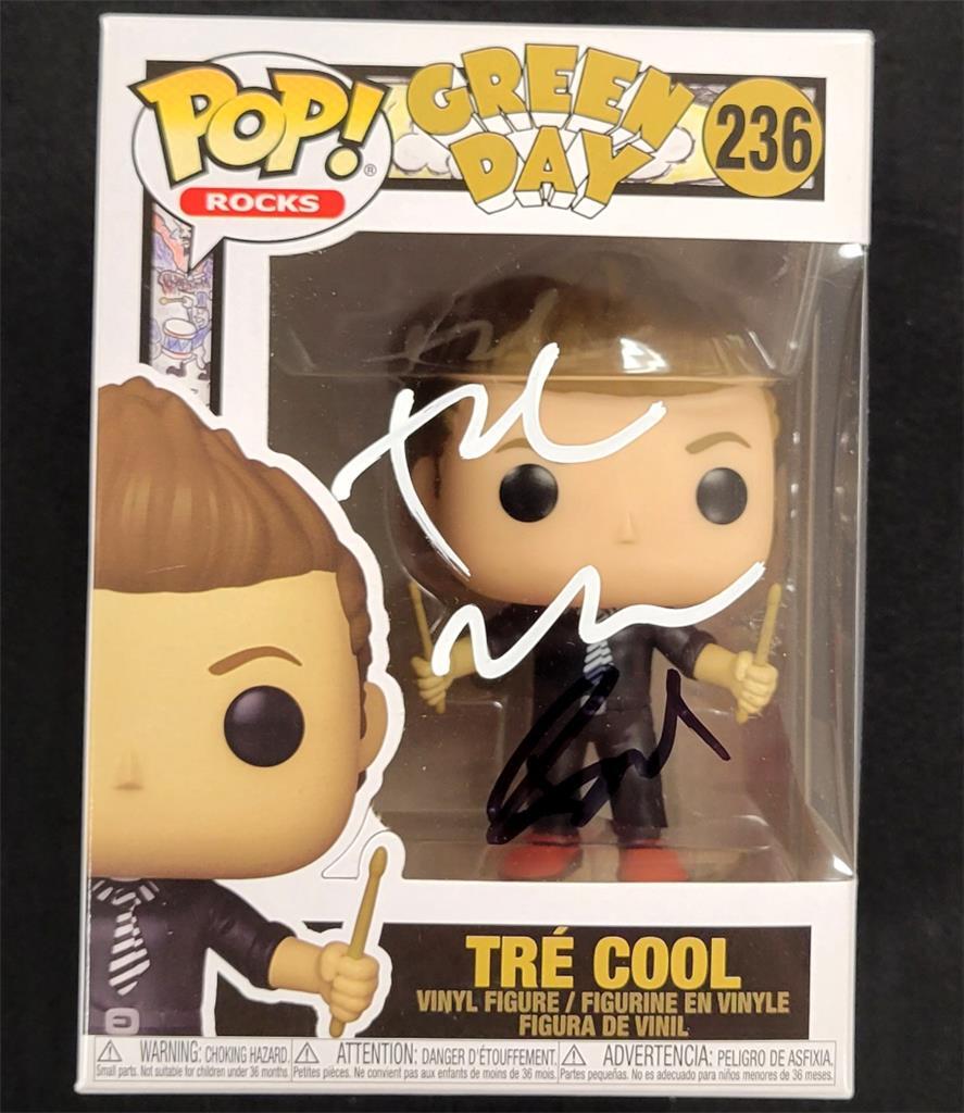 Tre Cool & Billie Joe Armstrong signed Green Day Funko Pop