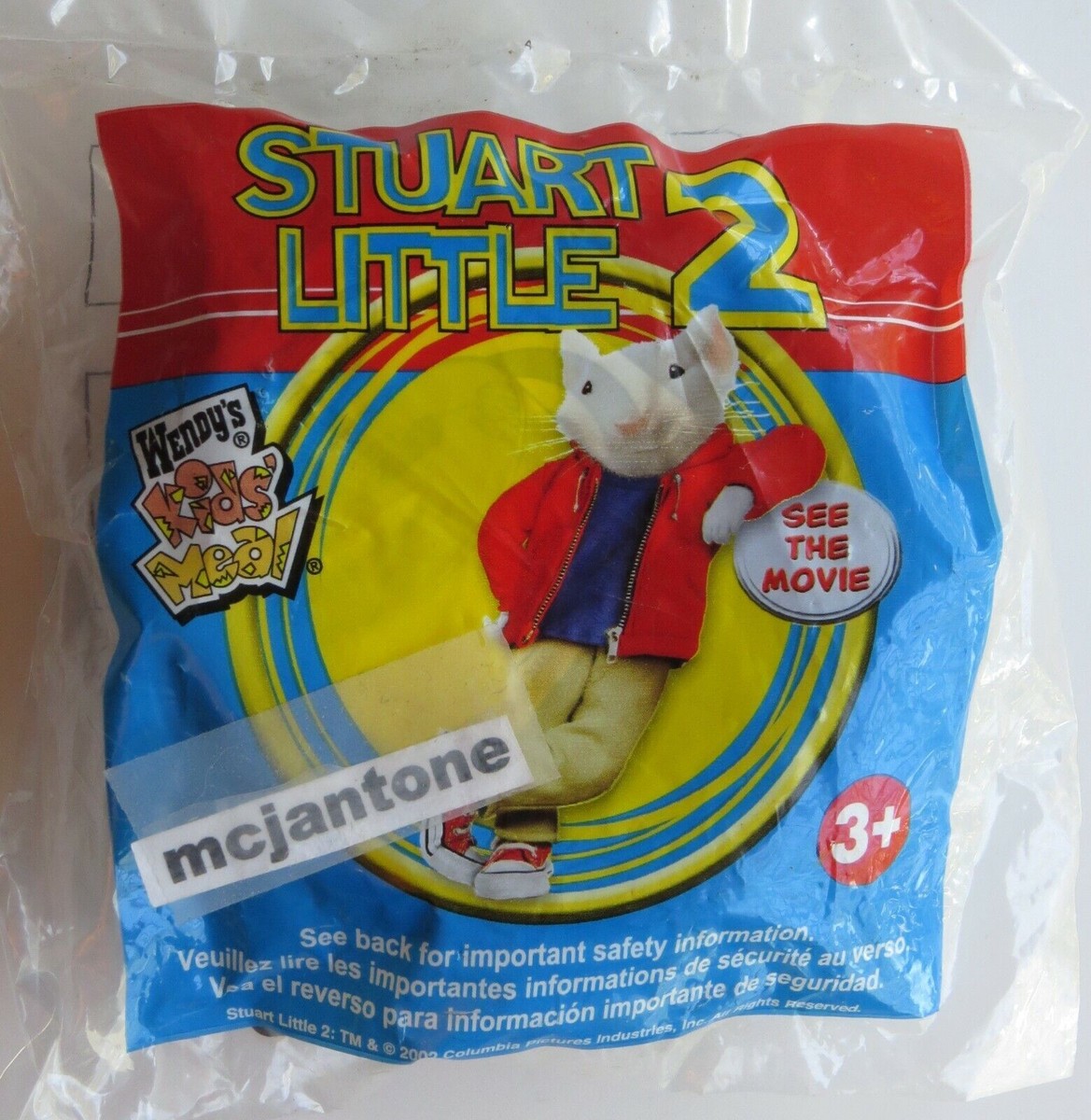 Wendy's 2002 STUART LITTLE 2 Movie MOUSE Cat BI-PLANE Snowbell