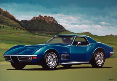 Chevrolet Corvette Stingray BLUE 1971 Painting 8 x 10 Photo REPRINT