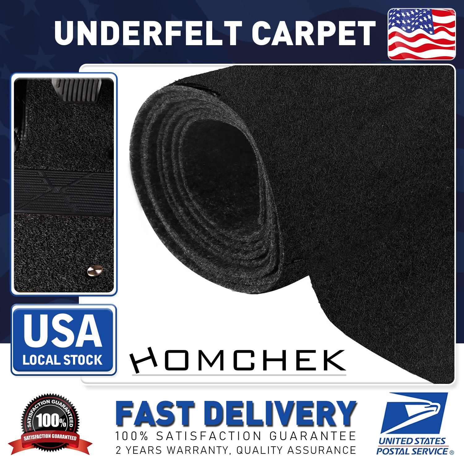 Black 2mm NonWoven Fabric Speaker Box/ Trunk Liner Underfelt Underlay
