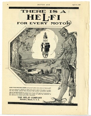 1920 Hel-Fi Company Ad: Hel-Fi Spark Plugs - Devil Theme - Belvidere, Illinois