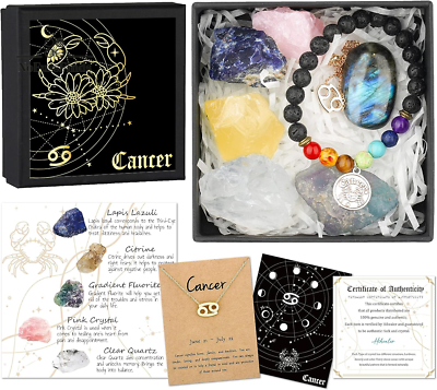 12 Constellation Zodiac Choker Necklace - Raw Crystal Stone Healing Astrology Jewelry For Women (Birthday Gift)