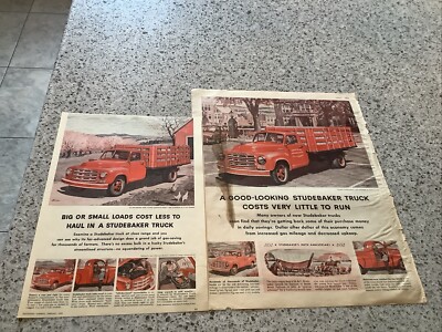 1952 Studebaker Print Ads Vintage Red Truck Farm Town Lot Of 2