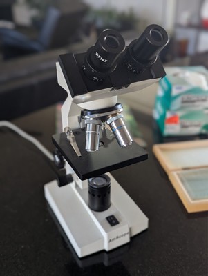 AmScope B100 Series 40x-1000x Binocular Compound LED Microscope + Fun Slides