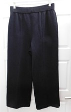 St John Collection Black Santana Knit Flat Front Wide Leg Pants USA sz 6