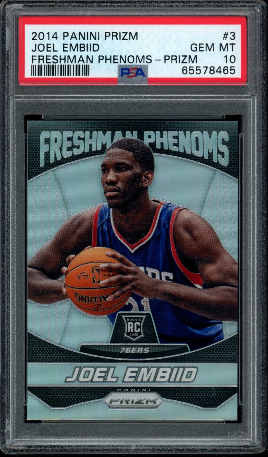 2014-15 Prizm Freshman Phenoms #3 Joel Embiid Silver Prizm Rookie RC #3 PSA 10
